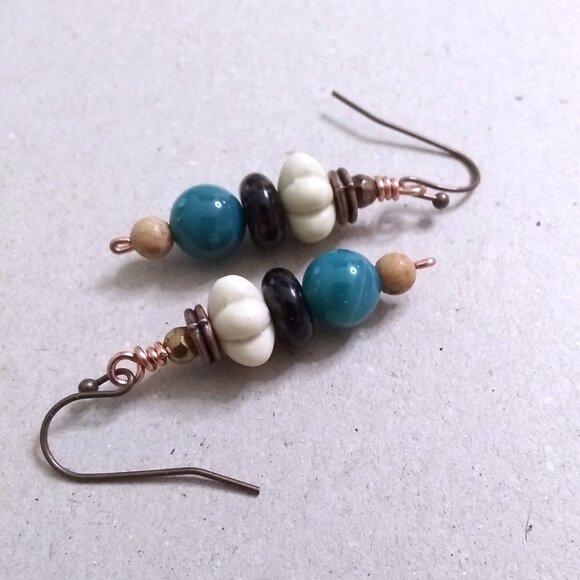 Perfect Fall & Winter Colors - Beaded Dangle Earrings - Casual Boho City Chic - Picture 2 of 5